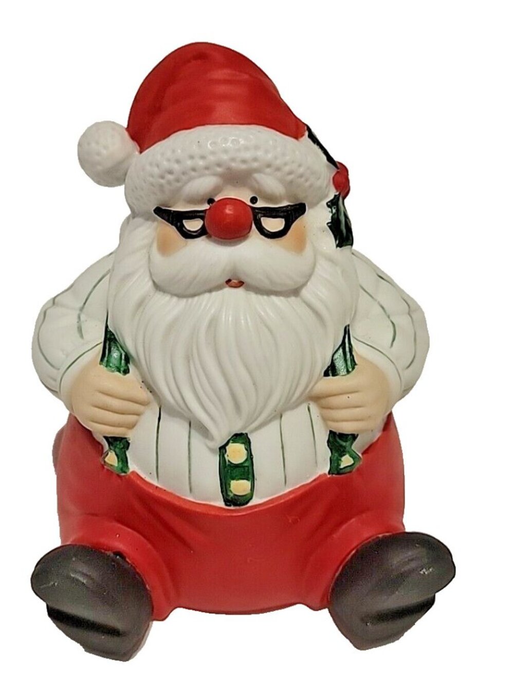 Vintage Santa Claus Musical Christmas Decoration Porcelain Jingle Bells Music